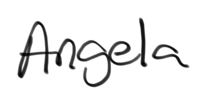 Angela's name in her own handwriting.